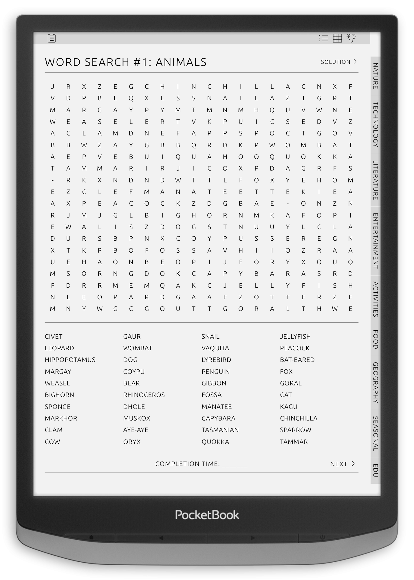 ONYX BOOX - Word Search Puzzles - Portrait Contrast Theme