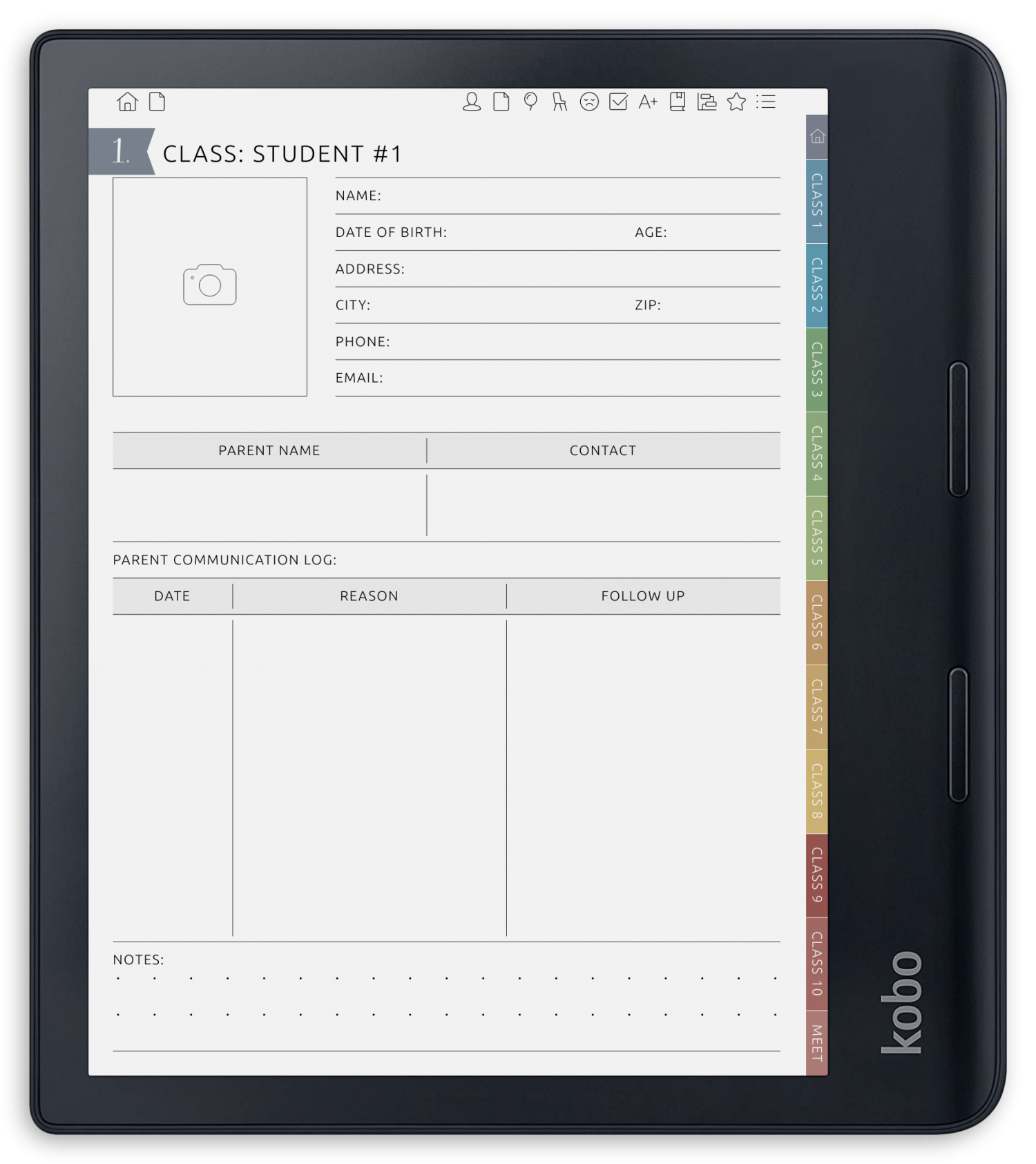 ONYX BOOX - Teacher Planner - Portrait Contrast Theme