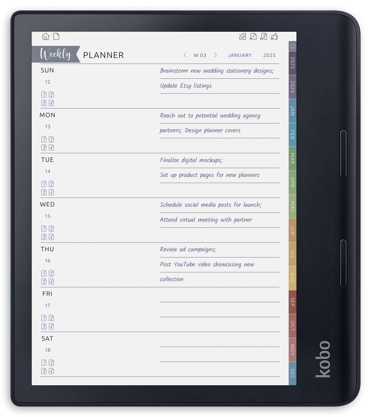 ONYX BOOX - Weekly Journal - Portrait Contrast Theme