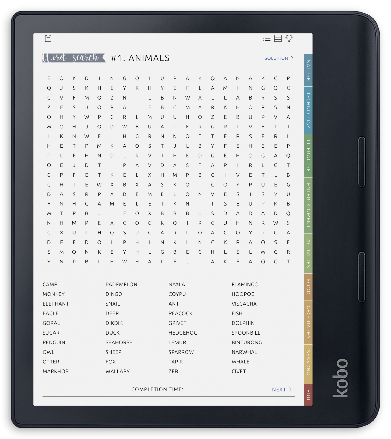 ONYX BOOX - Word Search Puzzles - Portrait Contrast Theme