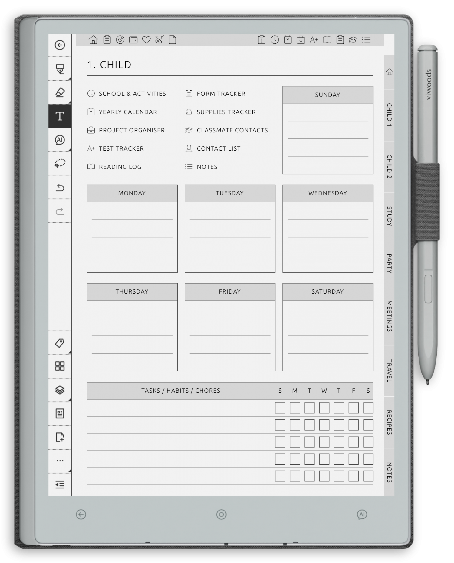 reMarkable Mom's Planner - Portrait Silken Theme