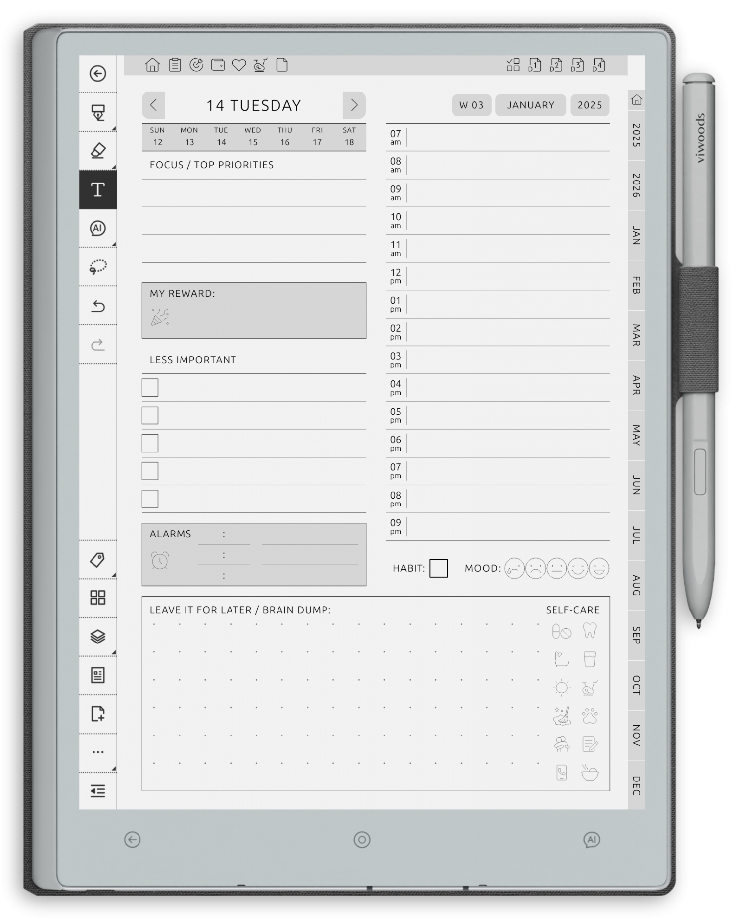 reMarkable ADHD Planner - Portrait Silken Theme