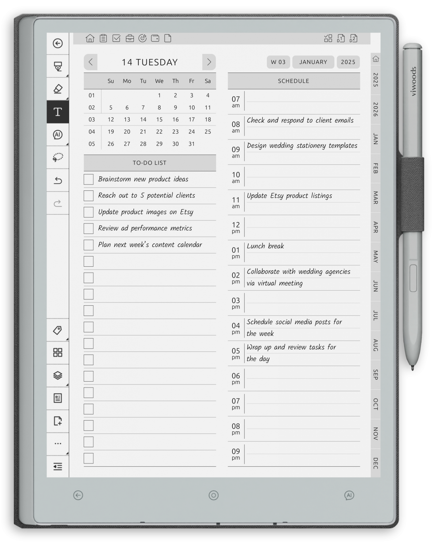 reMarkable Work Planner - Portrait Contrast Theme