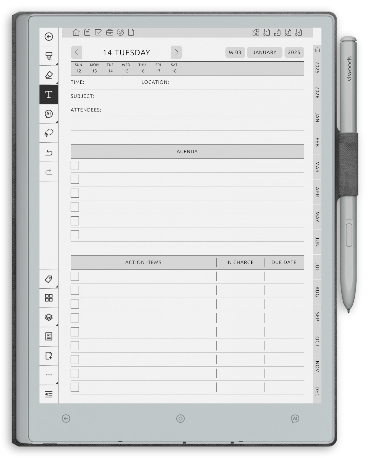 reMarkable Meeting Notes - Portrait Contrast Theme