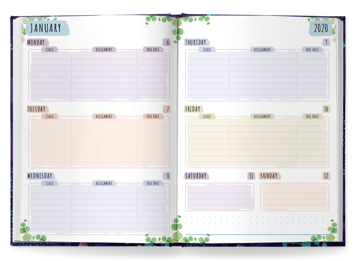 Download Printable Student Planner Hardcover Floral Style PDF
