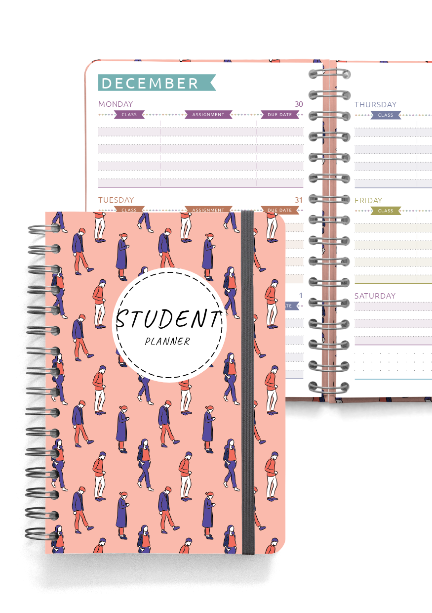 Download Printable Student Planner Spiral Bound Casual Style PDF