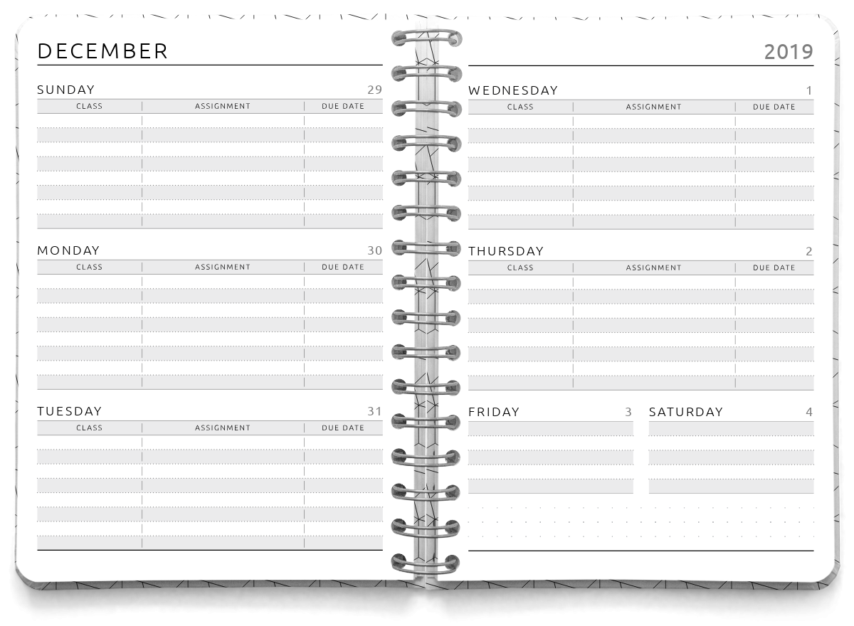 Download Printable Student Planner Spiral Bound Original Style PDF
