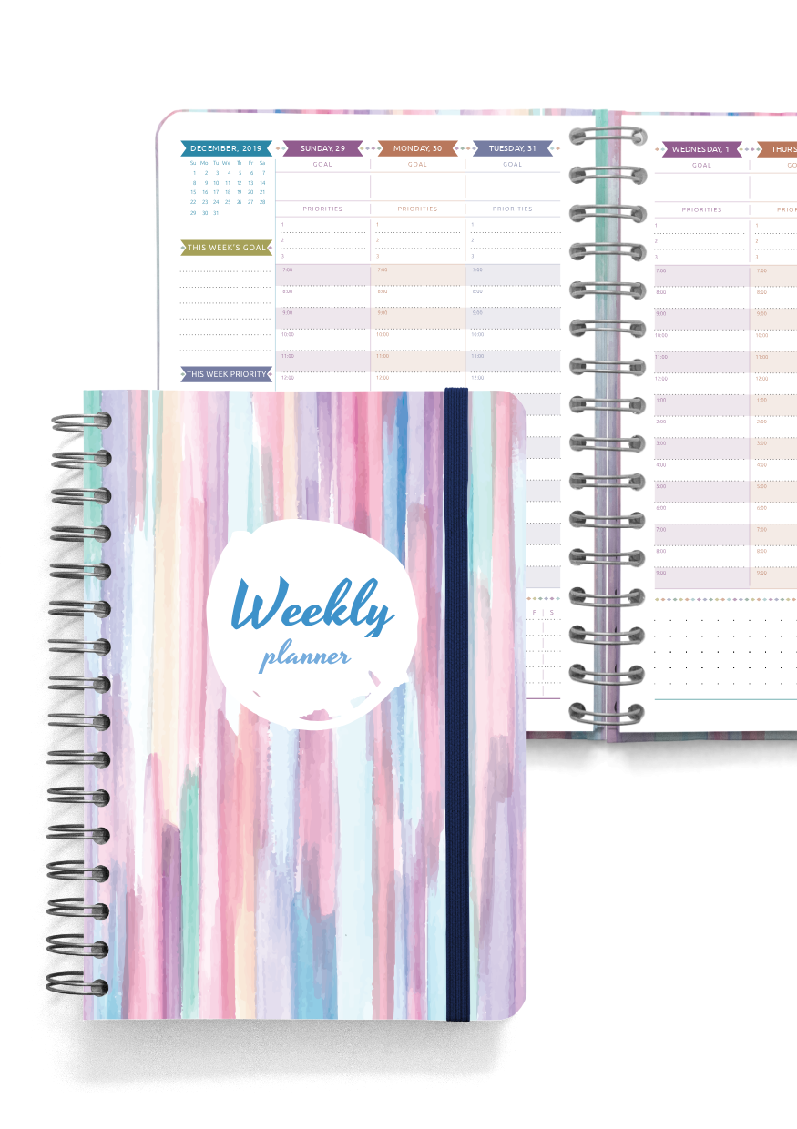 Download Printable Weekly Planner Spiral Bound Casual Style PDF