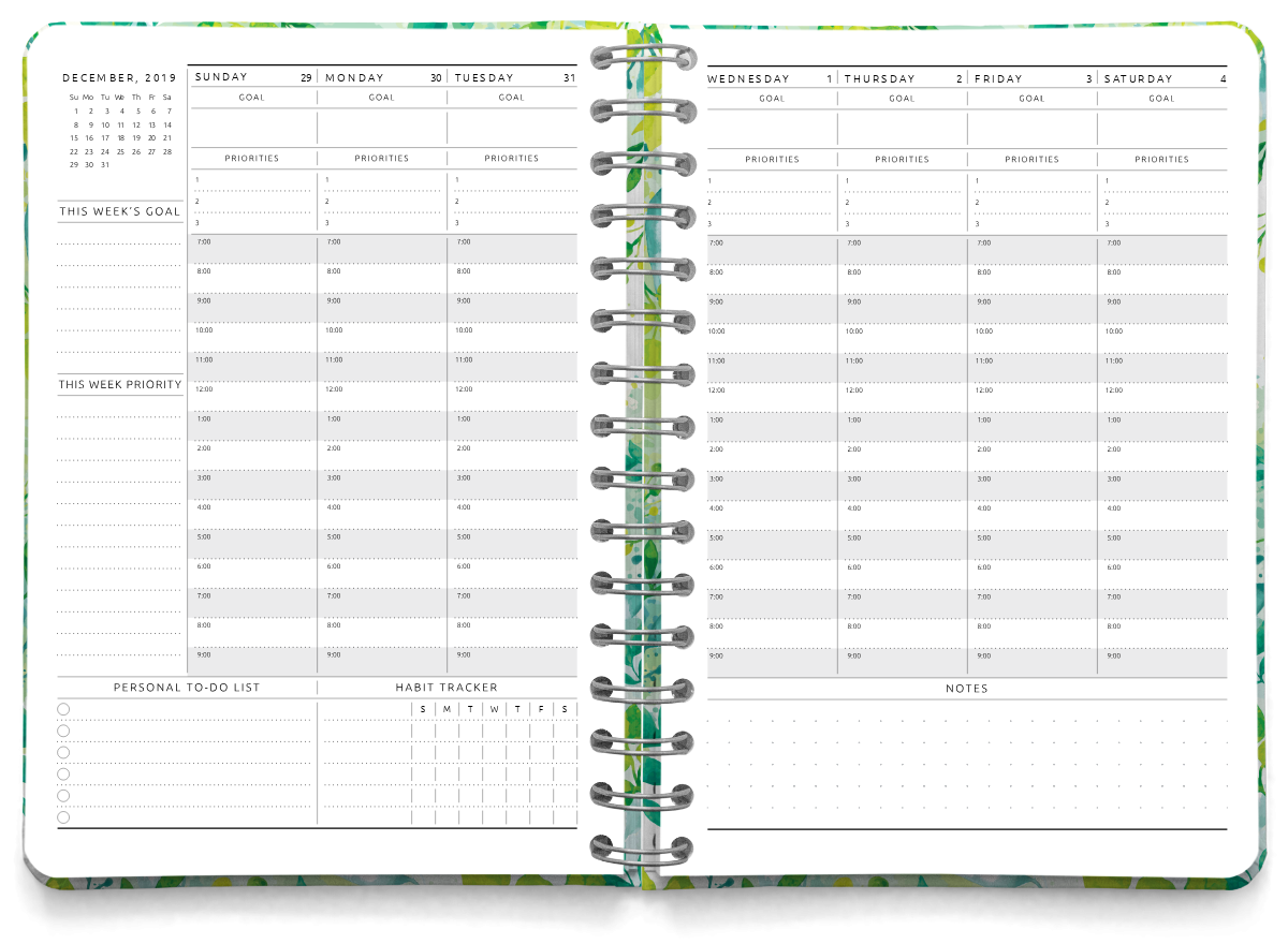 Download printable weekly planner spiral bound original style pdf