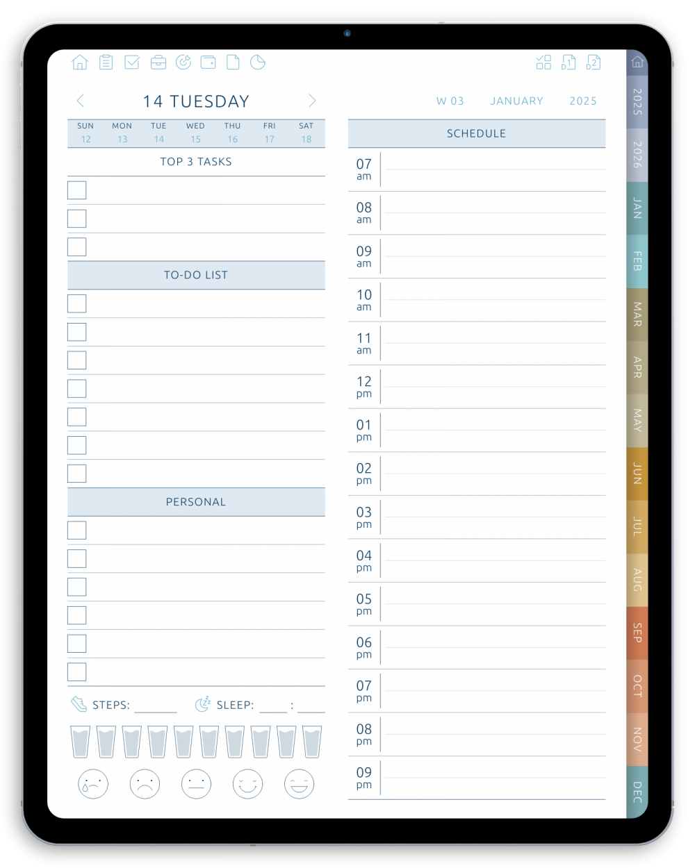 Daily Productivity Digital Planner (Light Theme) - Download for iPad ...