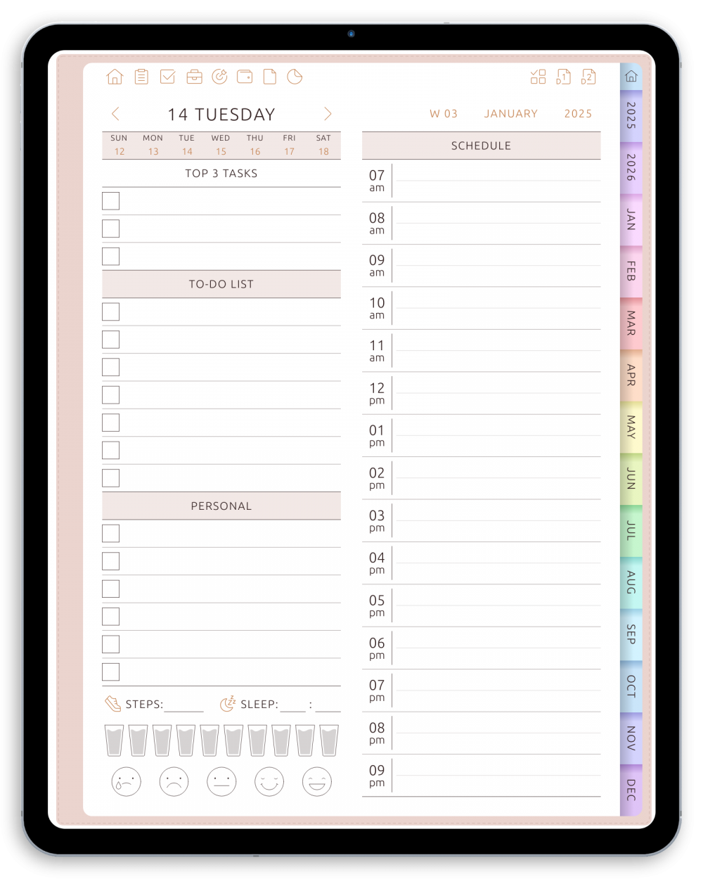 Daily Productivity Digital Planner (Light Theme) - Download for iPad ...