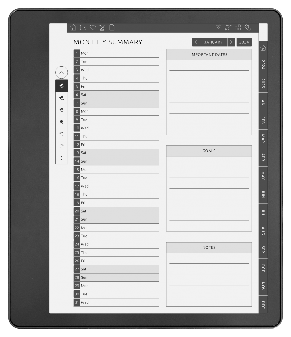 Download Kindle Scribe Monthly Planner Hyperlinked PDF