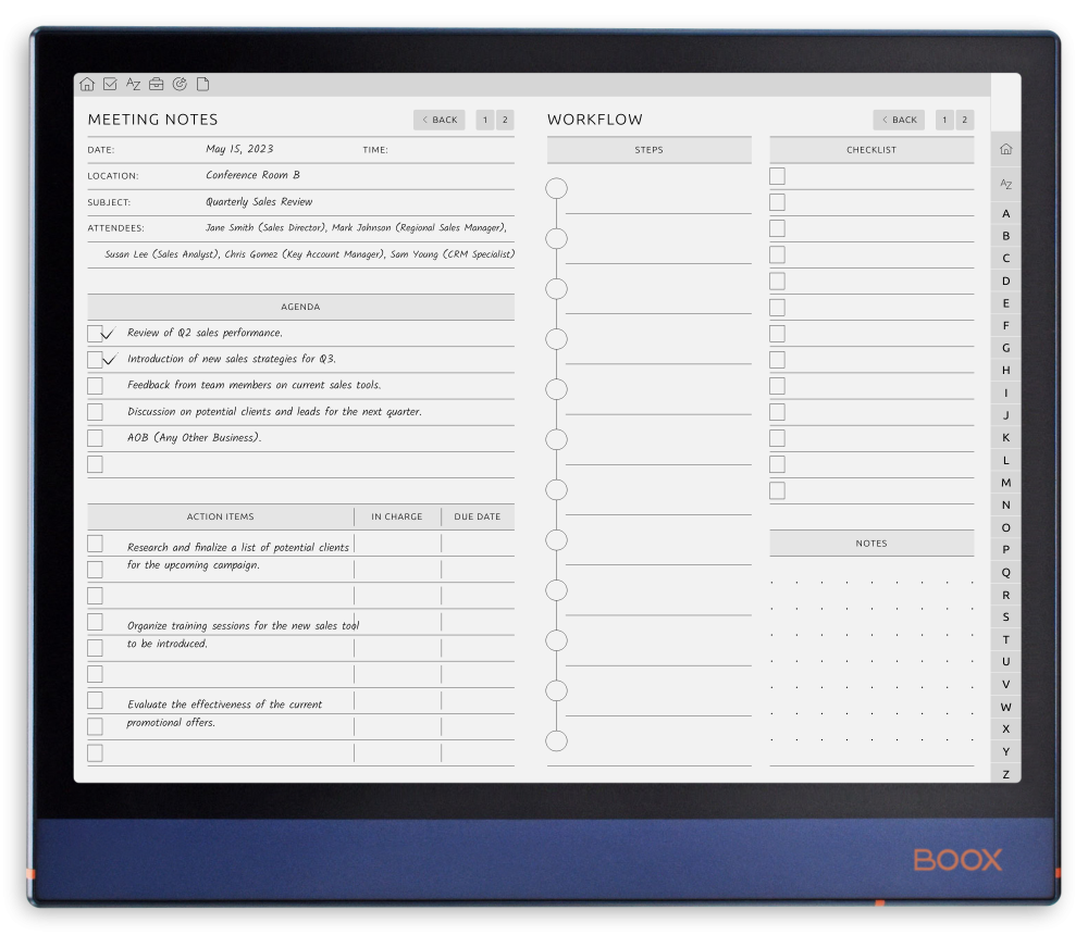 Download BOOX Note Business Meeting Notes Hyperlinked PDF