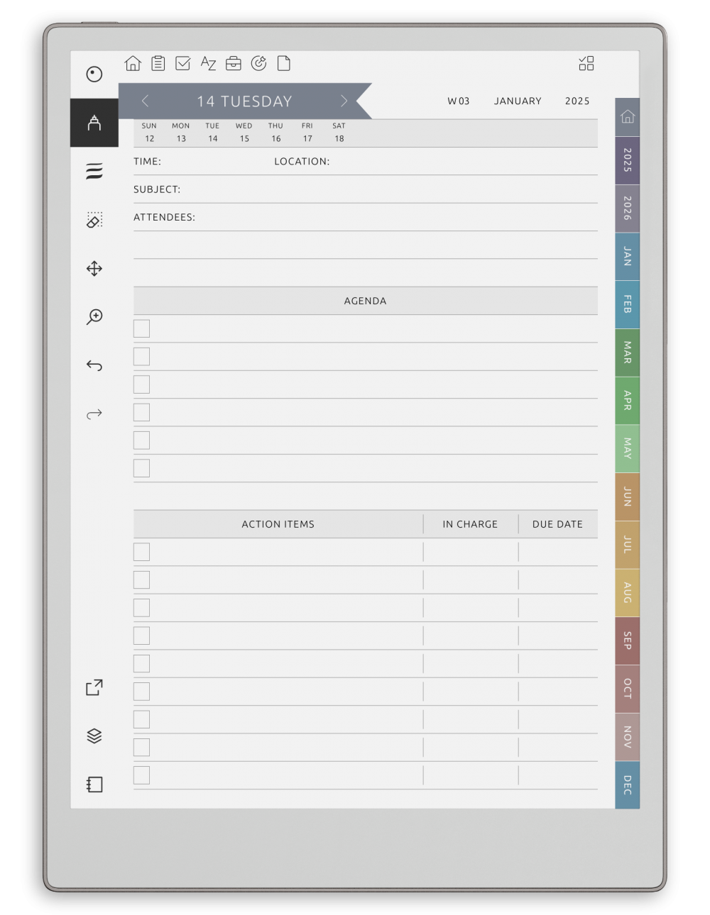 Business Meeting Notes for reMarkable Customizable Hyperlinked PDF