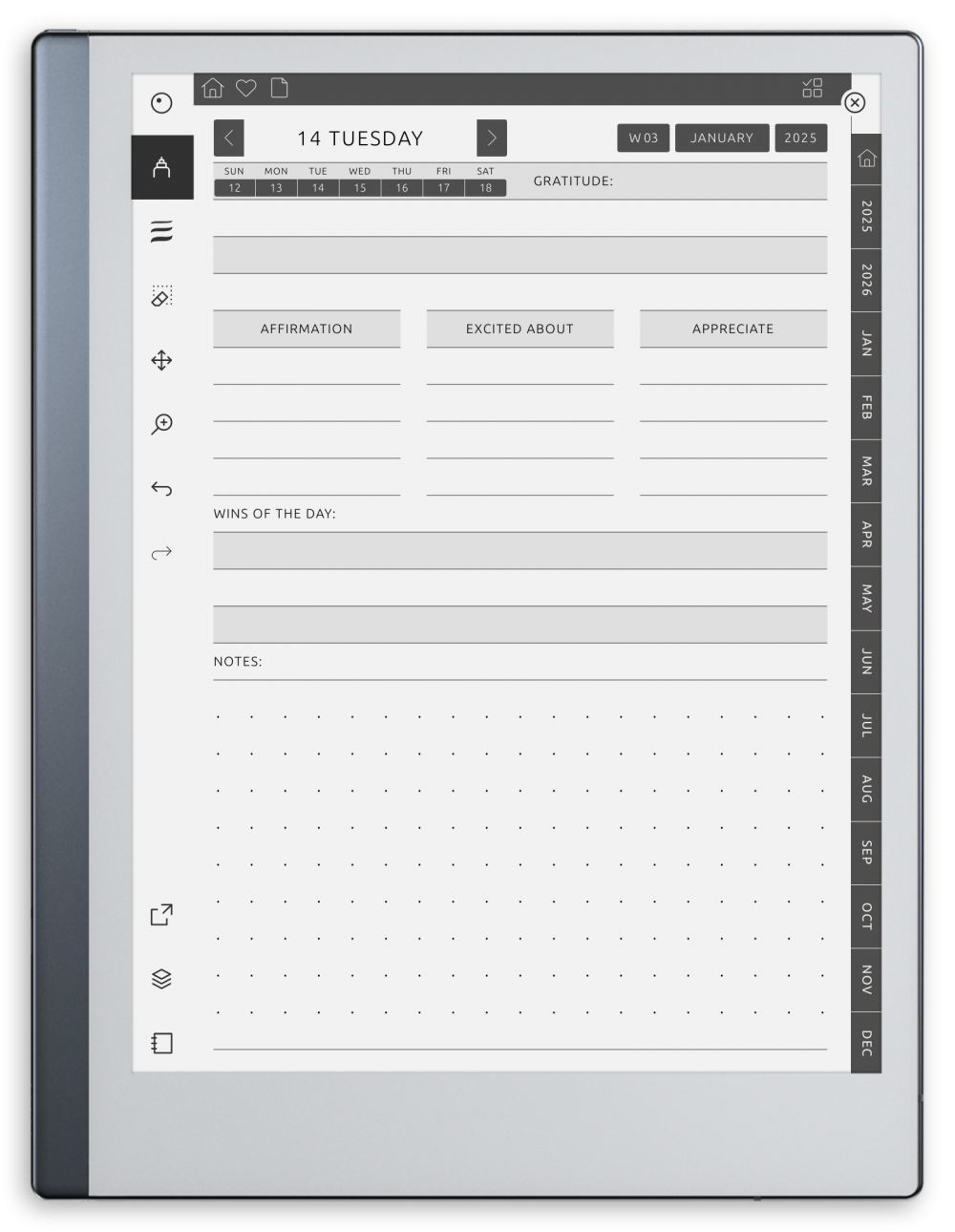 Daily Gratitude Planner for reMarkable – Customize Your Day with Positivity
