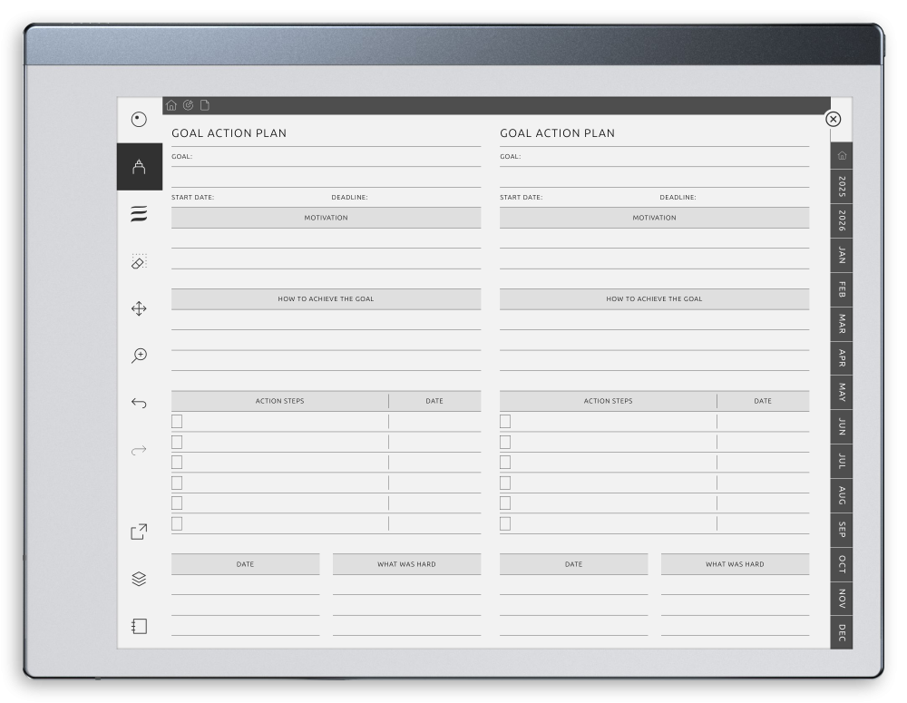 Goal Planner for reMarkable – SMART Template for Productivity