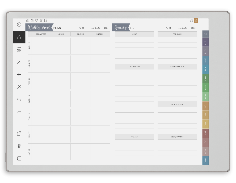 Meal Planner for reMarkable 2 / Paper Pro Download PDF