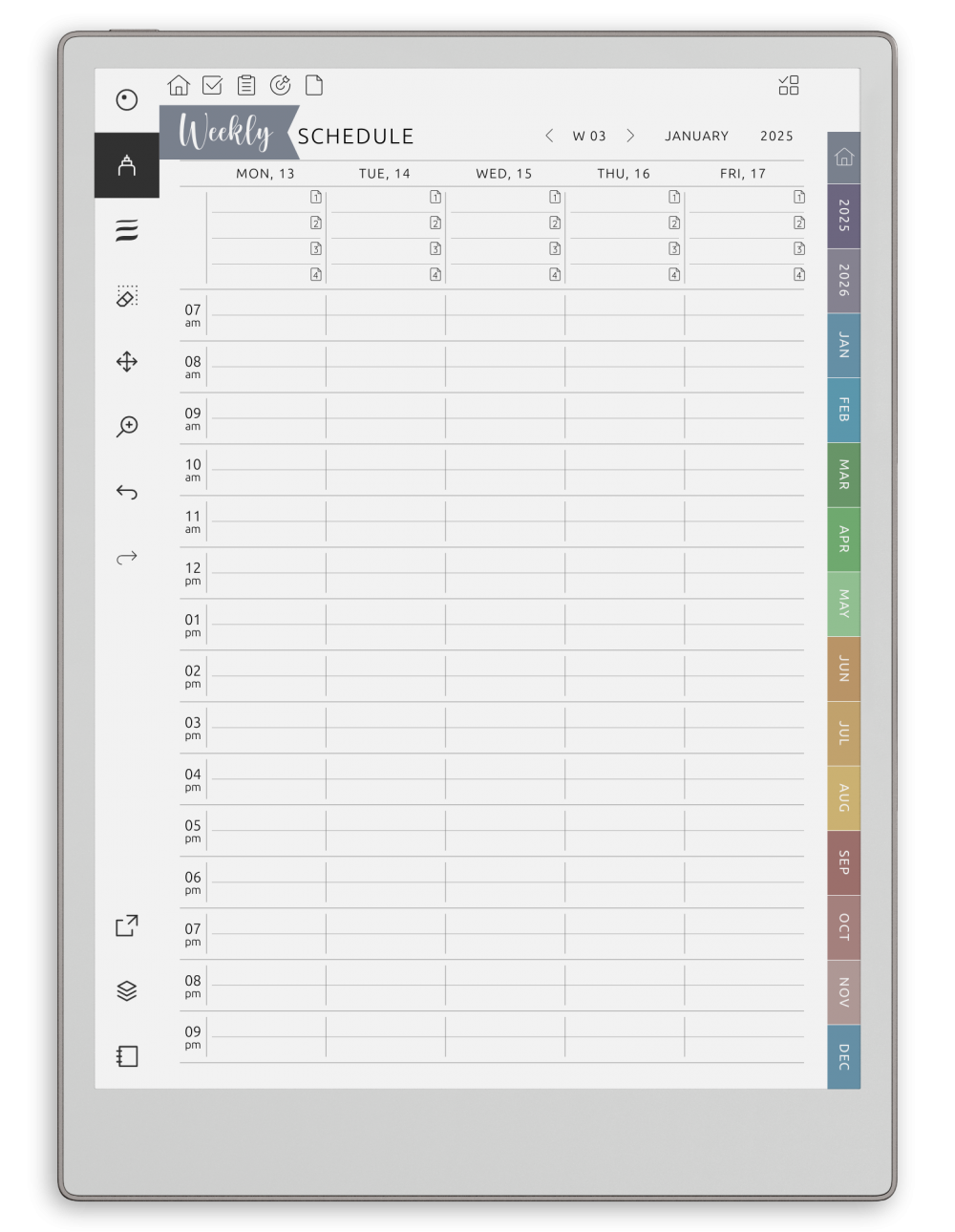Weekly Schedule Planner for reMarkable - Get Customizable Hyperlinked PDF