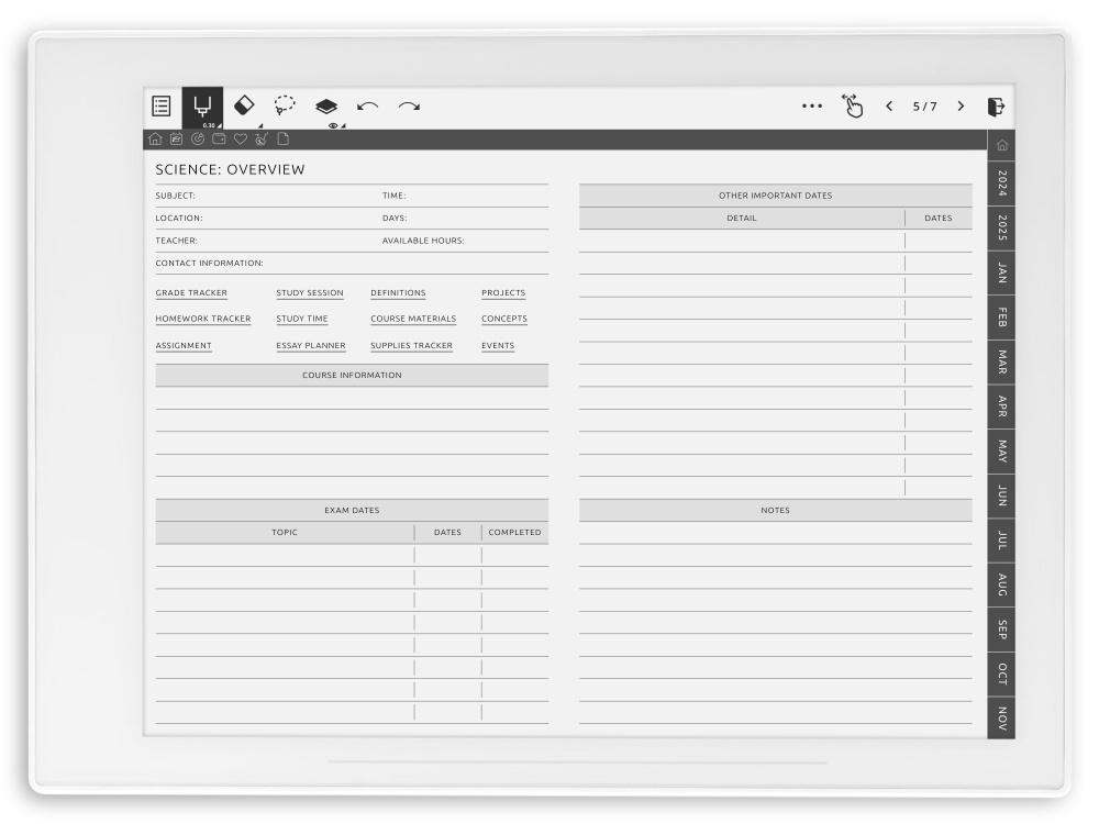 Download Student Planner PDF for Supernote A5 X & A6 X