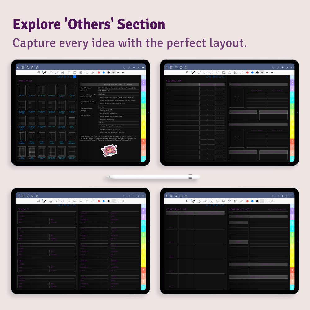 Download Daily Digital Planner PDF for GoodNotes, iPad, Android (Dark)