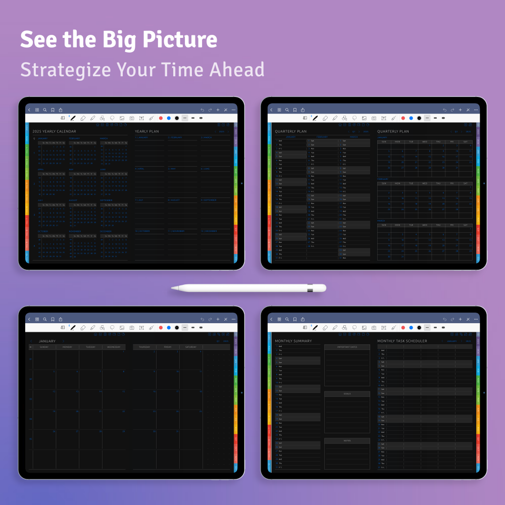 Download Digital Goal Planner PDF (Dark Theme) for GoodNotes, iPad ...