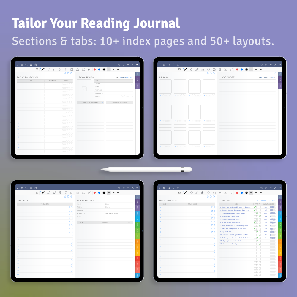 Download Reading Journal Hyperlinked PDF for iPad/Android