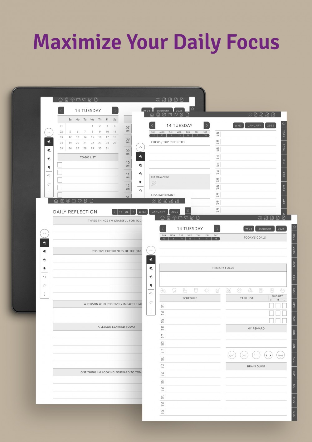 Download ADHD Planner Hyperlinked PDF for Kindle Scribe Tablets