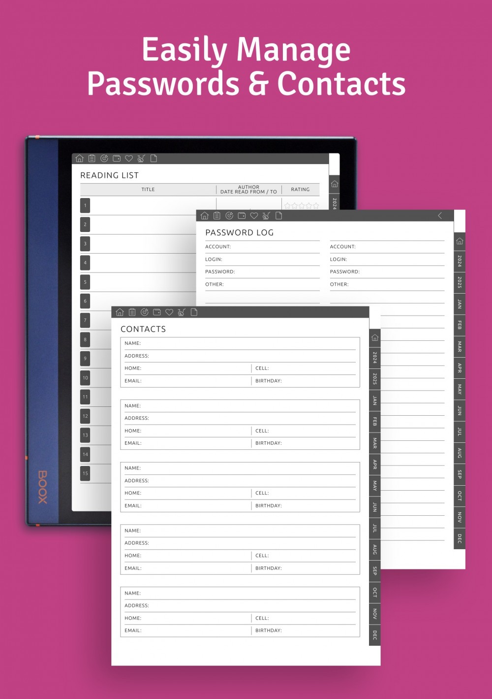 Download ADHD Planner Hyperlinked PDF for Onyx Boox Tablets