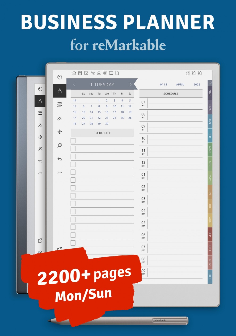 Business Planner for reMarkable – Download Customizable PDF