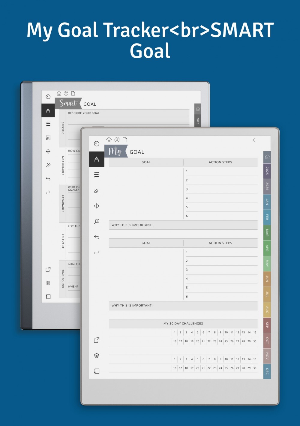 Goal Planner for reMarkable – SMART Template for Productivity