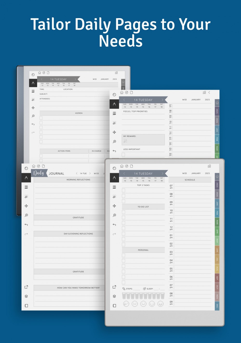 2026 - 2027 Pomodoro Planner for reMarkable - Download Hyperlinked PDF