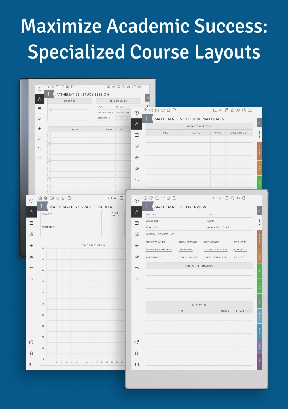 Student Planner for reMarkable - Download Customizable Hyperlinked PDF