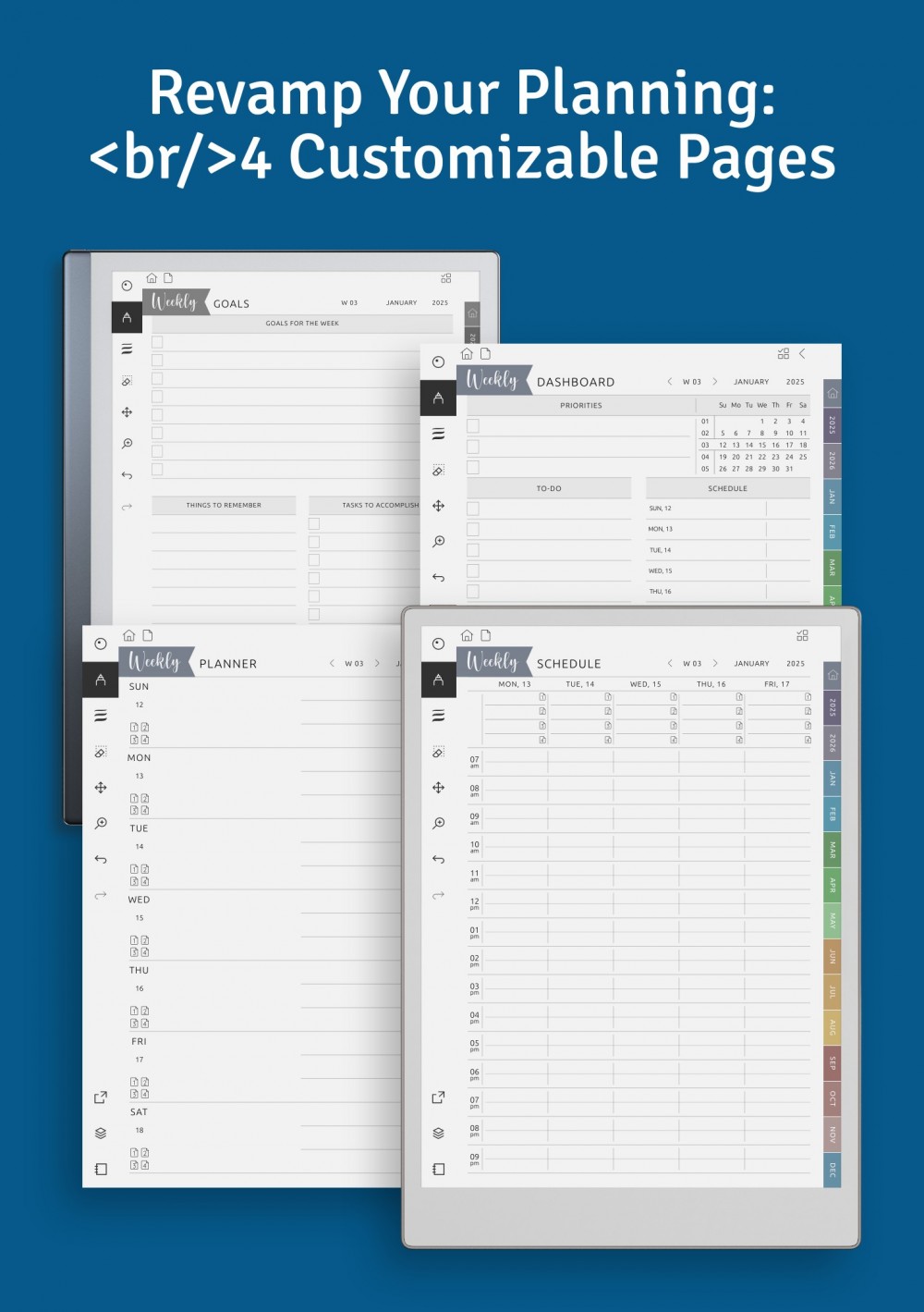 Weekly Journal for reMarkable – Customizable Digital Planner