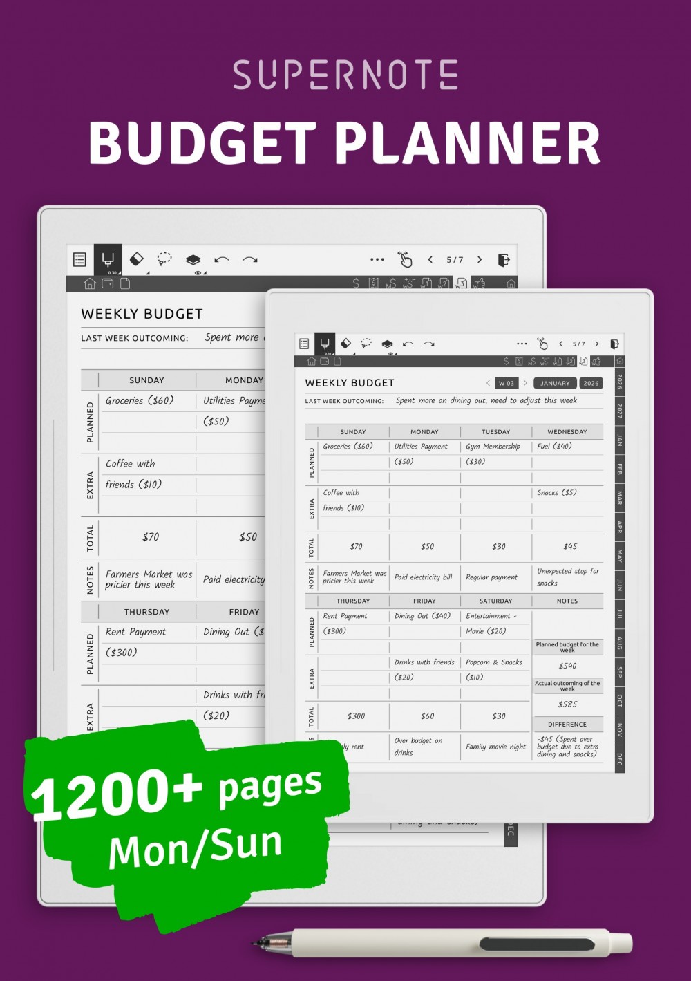 Download Budget Planner PDF for Supernote A5 X & A6 X