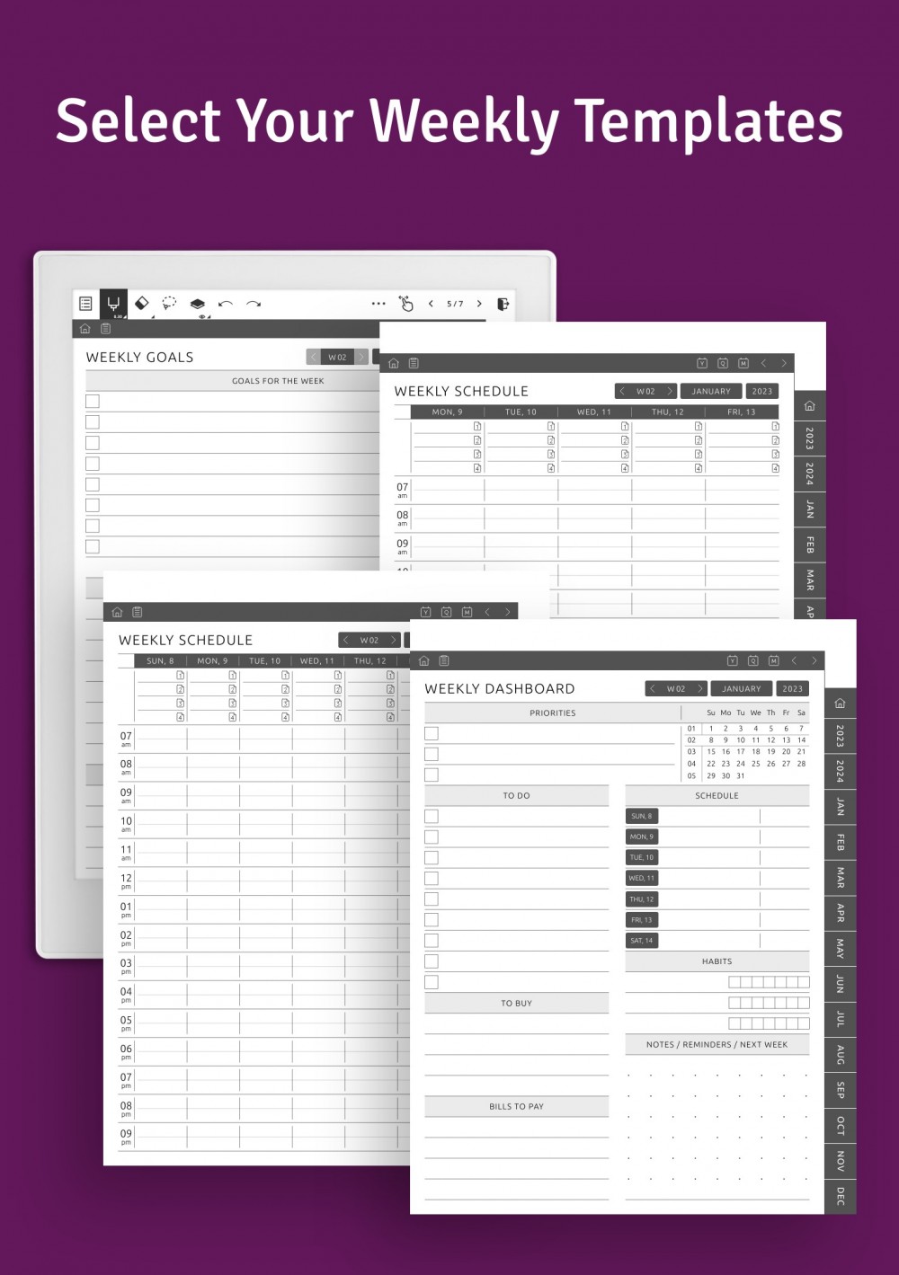 Download Supernote A5 X & A6 X Weekly Planner Hyperlinked PDF