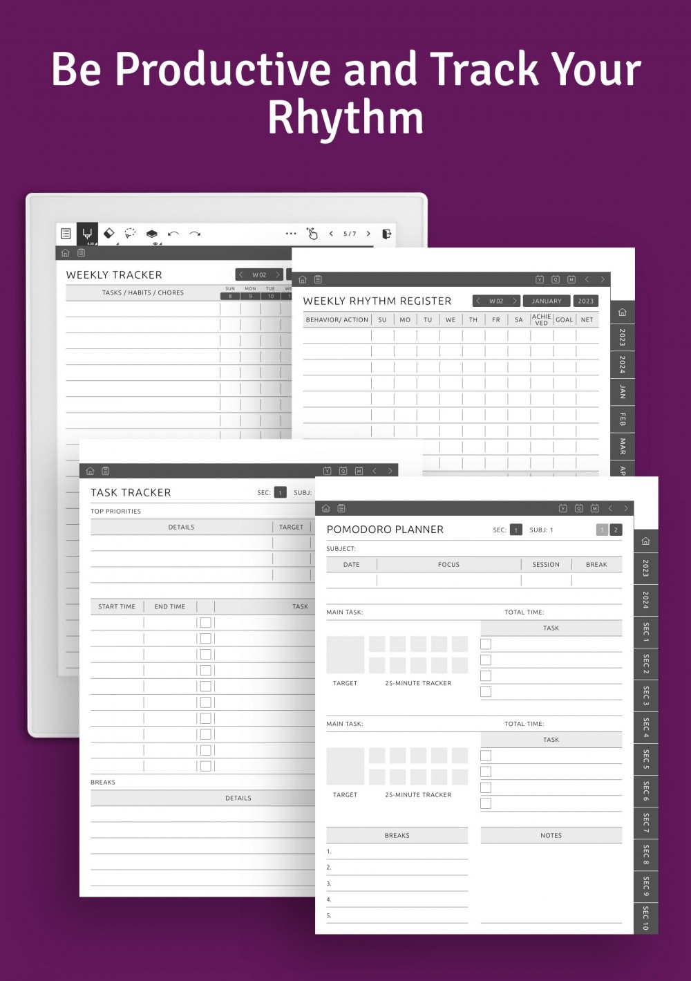 Download Supernote A5 X & A6 X Weekly Planner Hyperlinked PDF