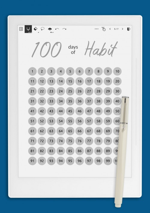 100 Days Habit Tracker Template for Supernote