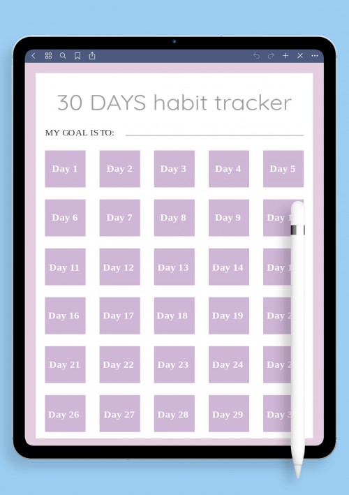 GoodNotes 30 Days Habit Tracker Template