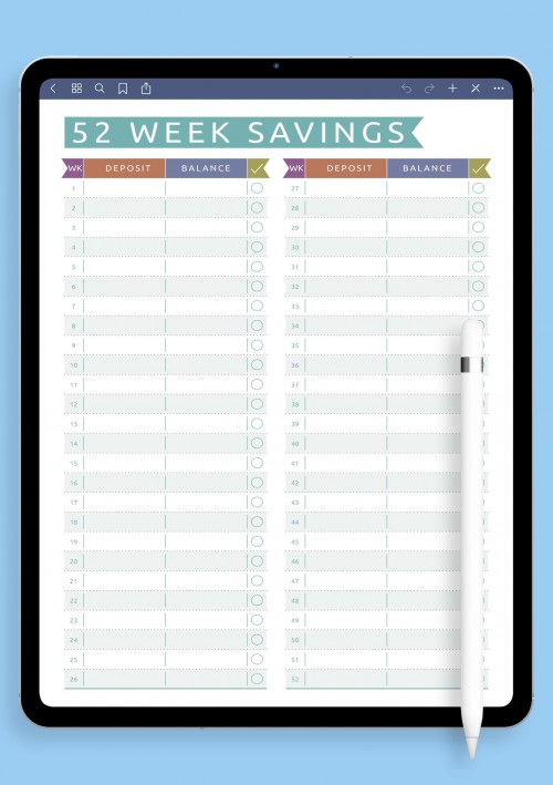 iPad 52 Week Savings - Casual Style Template