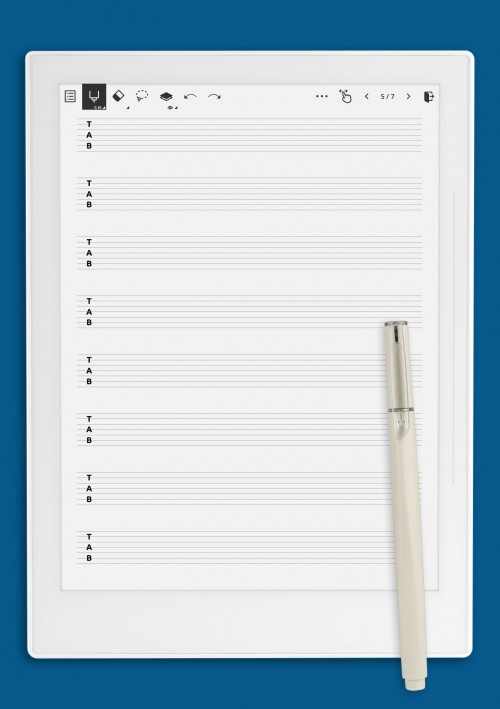 7-String TAB Paper template for Supernote