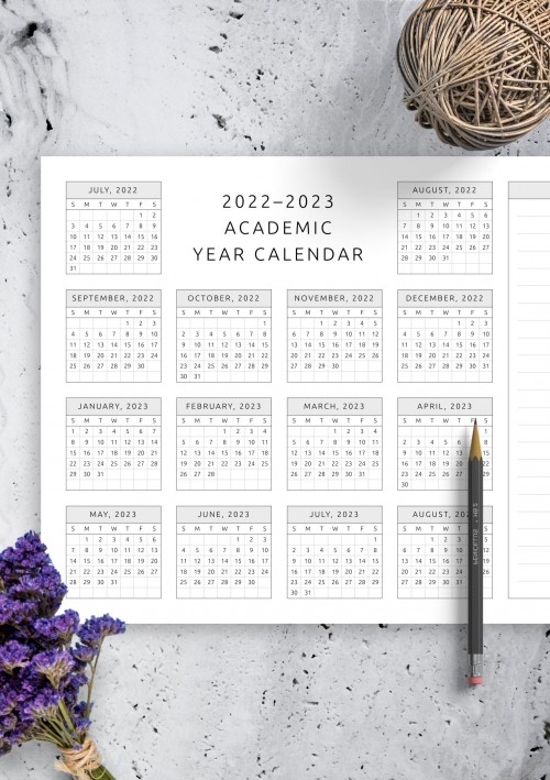 2022 Academic Year Calendar Template