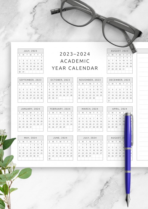 2023 Academic Year Calendar Template