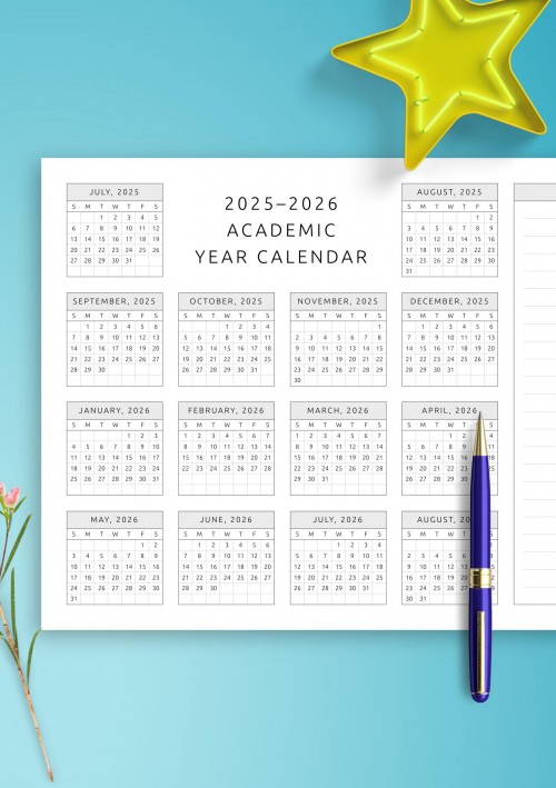 2025 Academic Year Calendar Template