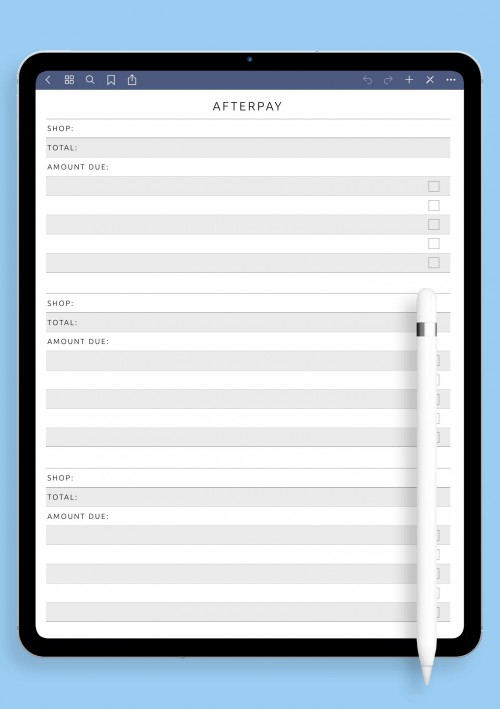 GoodNotes Afterpay Template