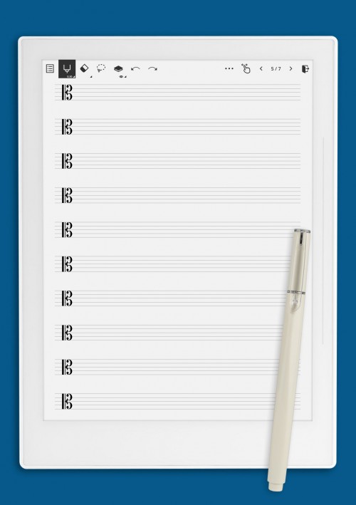 Alto Clef (C) Staff Paper template for Supernote