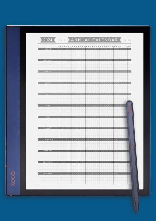 Annual Calendar Template - Casual Style for BOOX Note