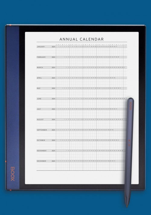 Annual Calendar Template - Original Style for BOOX Note