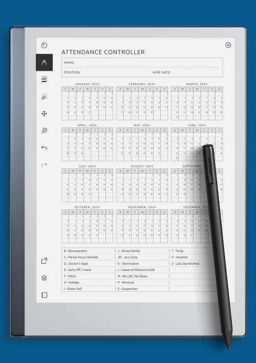 reMarkable Attendance Controller Template