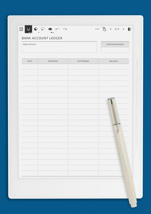 Bank Account Ledger for Supernote
