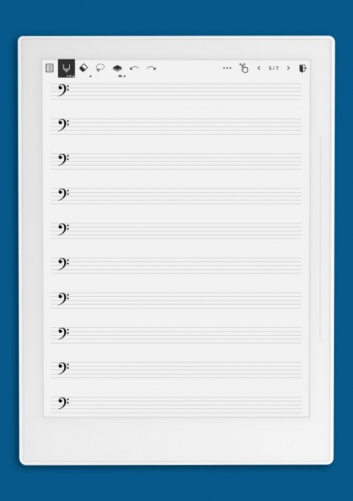 Bass Clef Staff Paper (Printable Blank Music Sheet) template for Supernote